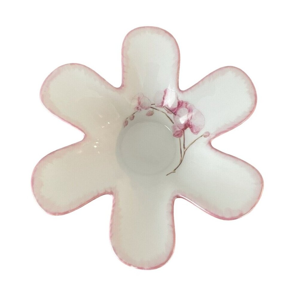 Porcelaine M.P. Samie “Filet fait main” Flower Shaped Dish, Made In France